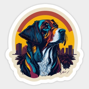 Vibrant Dog Art - Add Some Miami Flair to Your Accessories with This Playful Design! Sticker